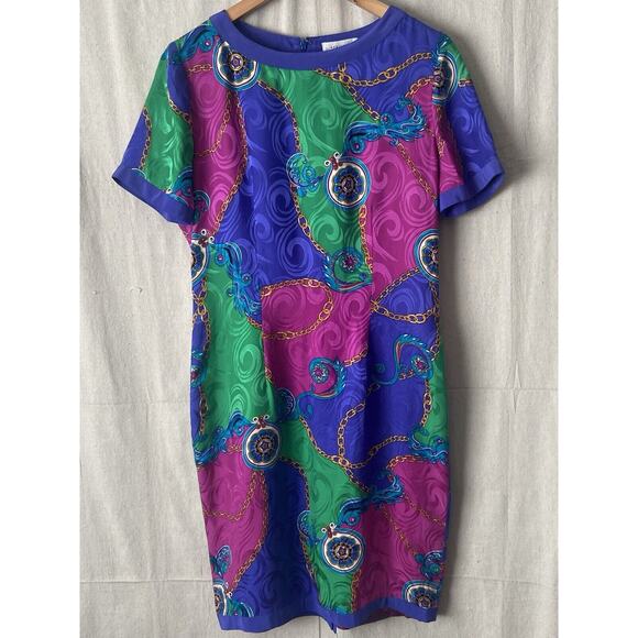 Vintage Adrianna Papell Womens Quiet Luxury Old Money Silk Dress Size 8 80s 90s - Picture 1 of 6